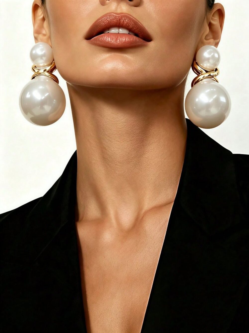 Golden Yellow Elegant Women's Glossy Faux Pearl Vertical Drop Earrings